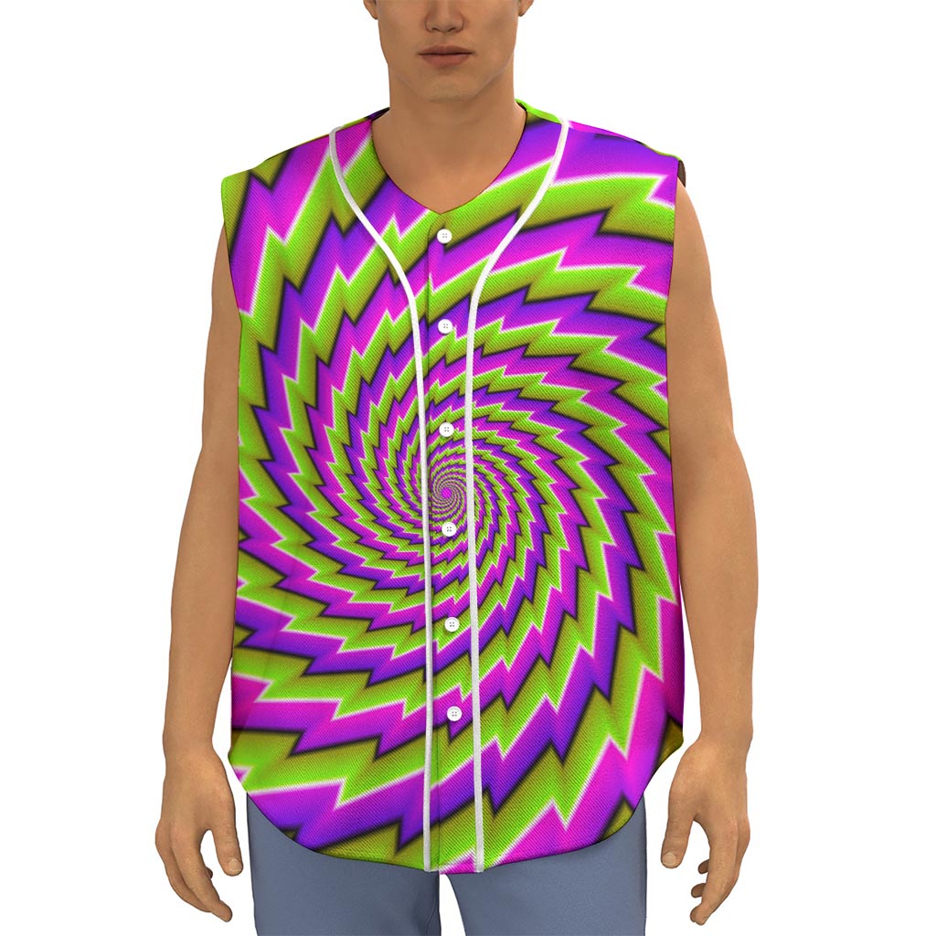 Green Twisted Moving Optical Illusion Sleeveless Baseball Jersey