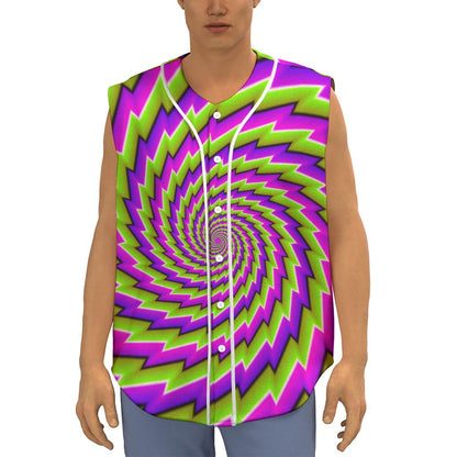 Green Twisted Moving Optical Illusion Sleeveless Baseball Jersey
