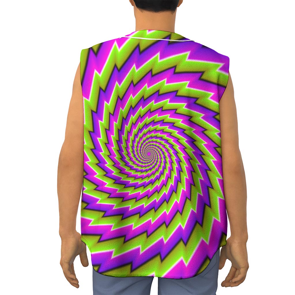 Green Twisted Moving Optical Illusion Sleeveless Baseball Jersey