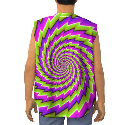 Green Twisted Moving Optical Illusion Sleeveless Baseball Jersey