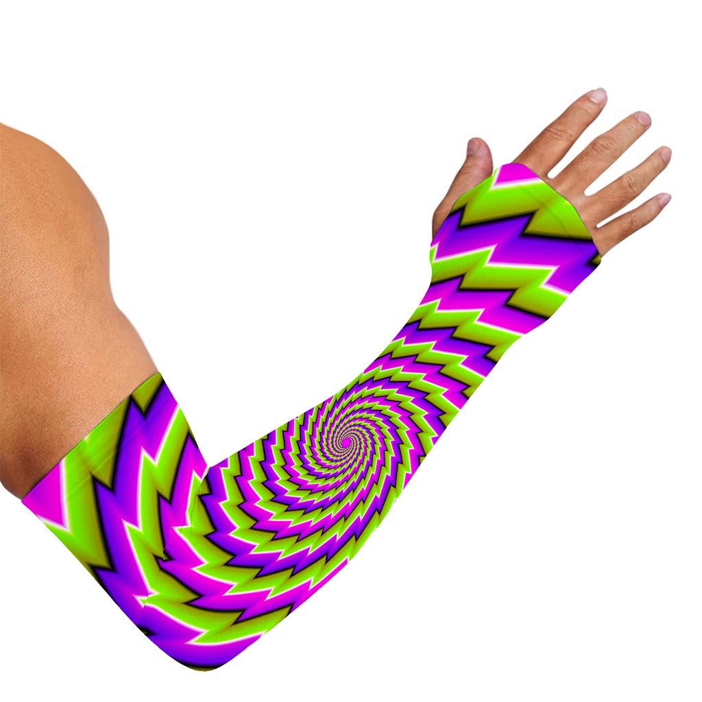 Green Twisted Moving Optical Illusion Sun Protection Arm Sleeves