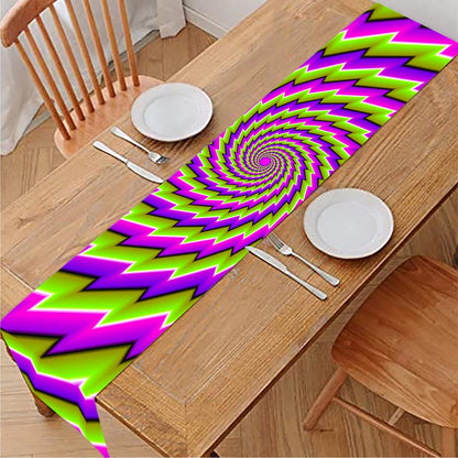 Green Twisted Moving Optical Illusion Table Runner
