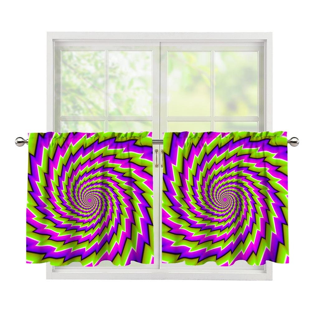 Green Twisted Moving Optical Illusion Tier Curtains