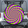 Green Twisted Moving Optical Illusion Tire Cover