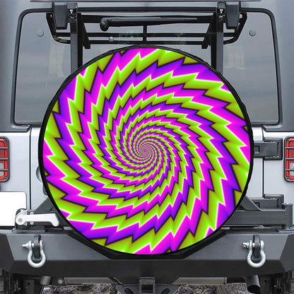 Green Twisted Moving Optical Illusion Tire Cover