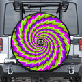 Green Twisted Moving Optical Illusion Tire Cover With Camera Hole