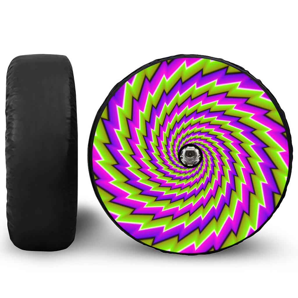 Green Twisted Moving Optical Illusion Tire Cover With Camera Hole