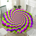 Green Twisted Moving Optical Illusion Waterproof Round Tablecloth