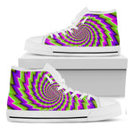 Green Twisted Moving Optical Illusion White High Top Sneakers