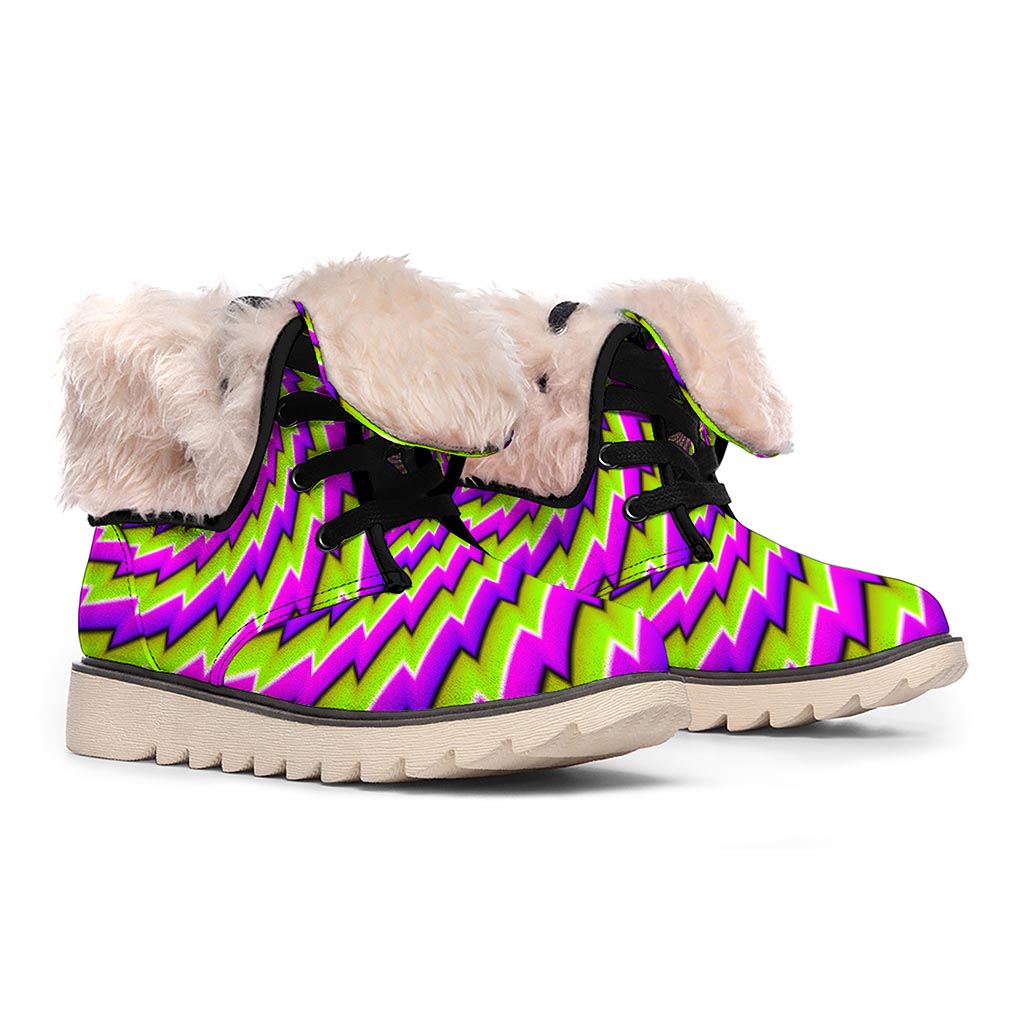 Green Twisted Moving Optical Illusion Winter Boots