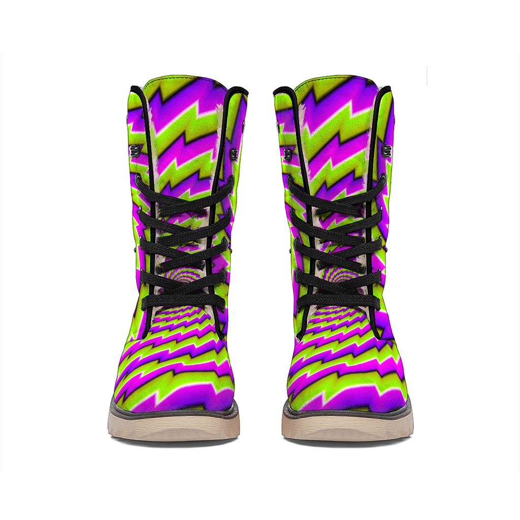 Green Twisted Moving Optical Illusion Winter Boots