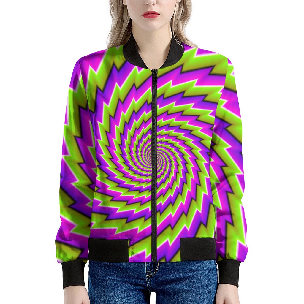 Green Twisted Moving Optical Illusion Women's Bomber Jacket