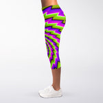 Green Twisted Moving Optical Illusion Women's Capri Leggings
