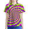 Green Twisted Moving Optical Illusion Women's Polo Shirt