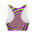 Green Twisted Moving Optical Illusion Women's Sports Bra