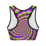 Green Twisted Moving Optical Illusion Women's Sports Bra