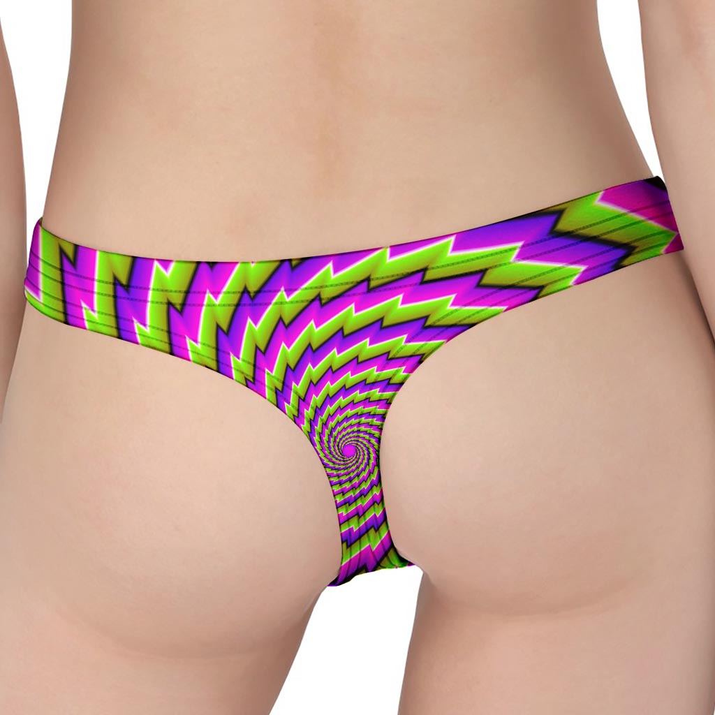 Green Twisted Moving Optical Illusion Women's Thong