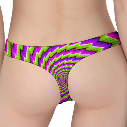 Green Twisted Moving Optical Illusion Women's Thong