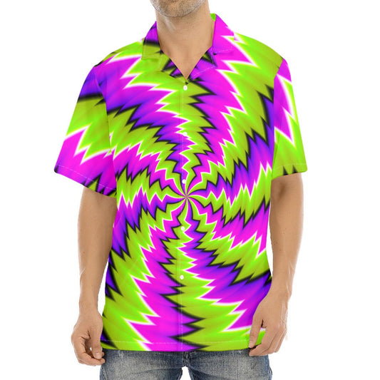 Green Vortex Moving Optical Illusion Aloha Shirt
