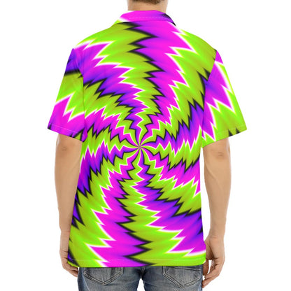 Green Vortex Moving Optical Illusion Aloha Shirt