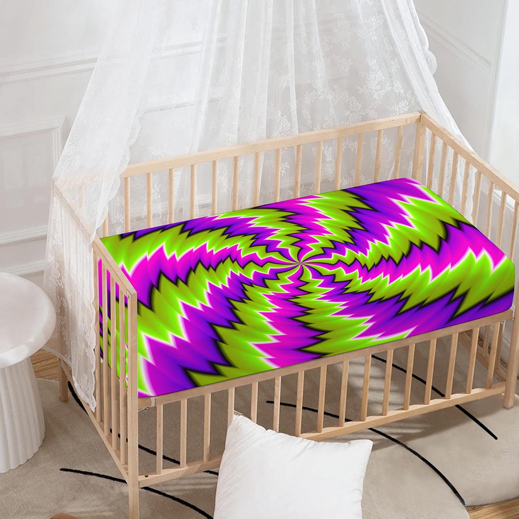Green Vortex Moving Optical Illusion Baby Crib Sheet