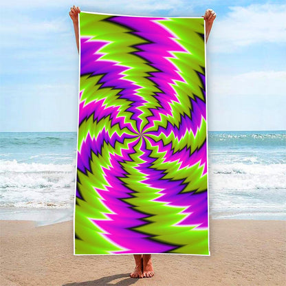 Green Vortex Moving Optical Illusion Beach Towel