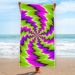 Green Vortex Moving Optical Illusion Beach Towel
