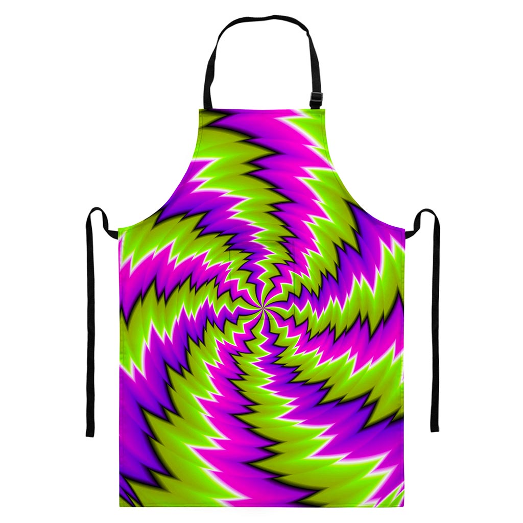 Green Vortex Moving Optical Illusion Bib Apron With Pocket