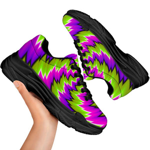 Green Vortex Moving Optical Illusion Black Chunky Shoes