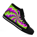 Green Vortex Moving Optical Illusion Black High Top Sneakers