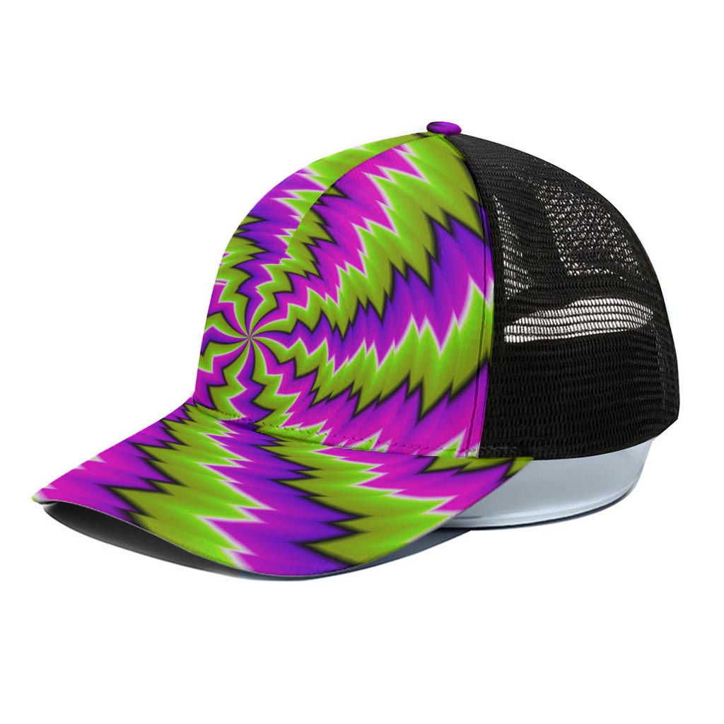 Green Vortex Moving Optical Illusion Black Mesh Trucker Cap