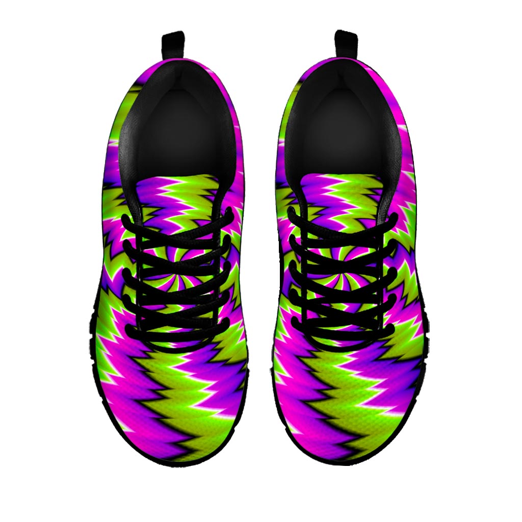 Green Vortex Moving Optical Illusion Black Running Shoes