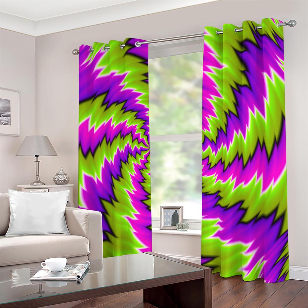 Green Vortex Moving Optical Illusion Blackout Grommet Curtains