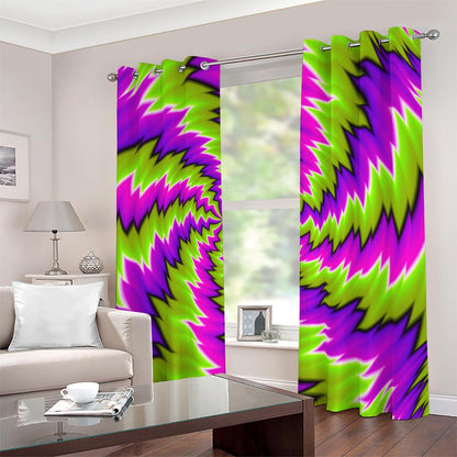Green Vortex Moving Optical Illusion Blackout Grommet Curtains