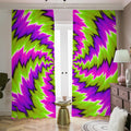 Green Vortex Moving Optical Illusion Dimout Pencil Pleat Curtains