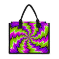 Green Vortex Moving Optical Illusion Canvas Tote Bag