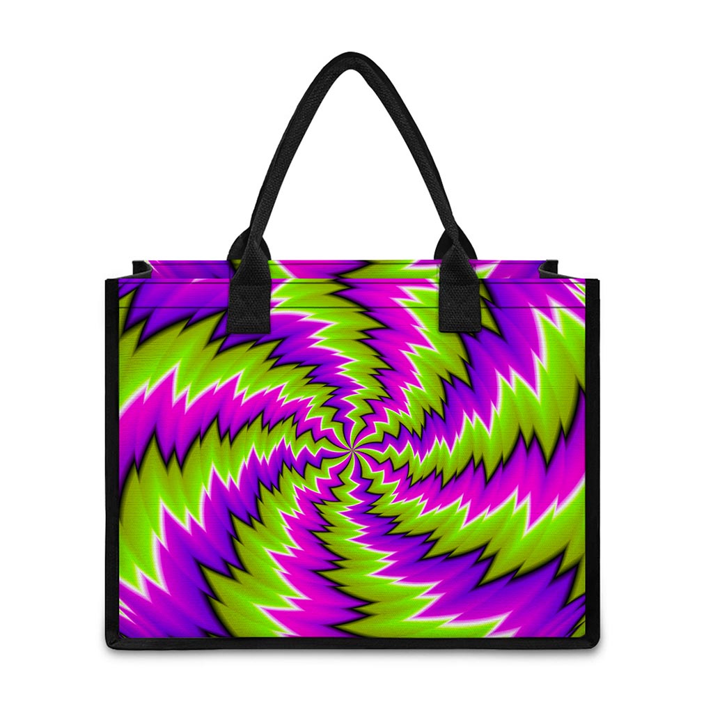 Green Vortex Moving Optical Illusion Canvas Tote Bag