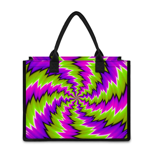 Green Vortex Moving Optical Illusion Canvas Tote Bag