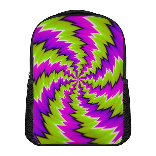 Green Vortex Moving Optical Illusion Casual Backpack