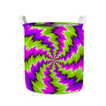 Green Vortex Moving Optical Illusion Collapsible Laundry Basket
