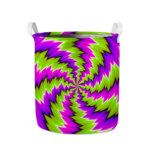 Green Vortex Moving Optical Illusion Collapsible Laundry Basket