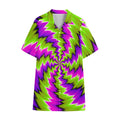 Green Vortex Moving Optical Illusion Cotton Hawaiian Shirt