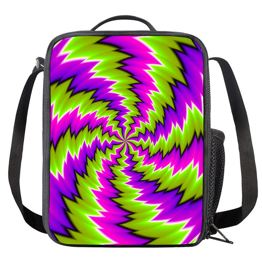 Green Vortex Moving Optical Illusion Crossbody Lunch Bag