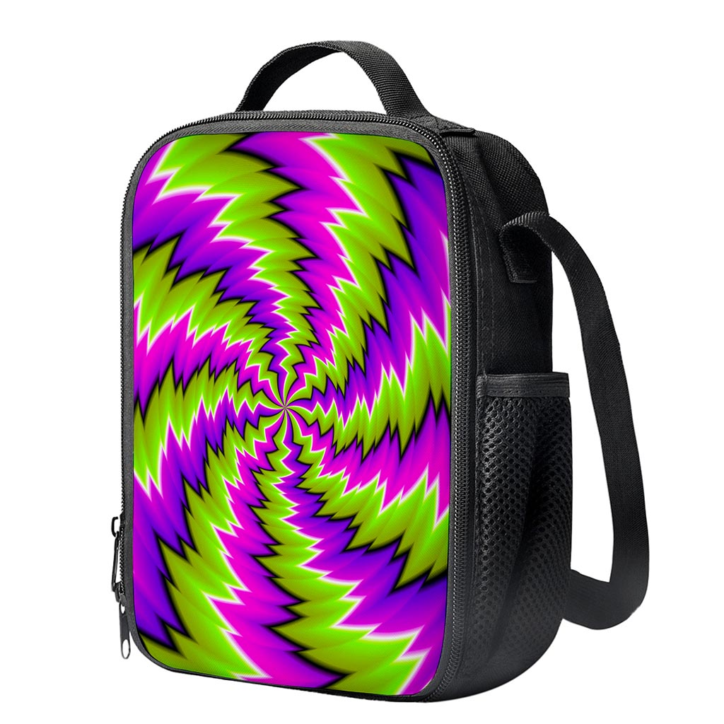 Green Vortex Moving Optical Illusion Crossbody Lunch Bag
