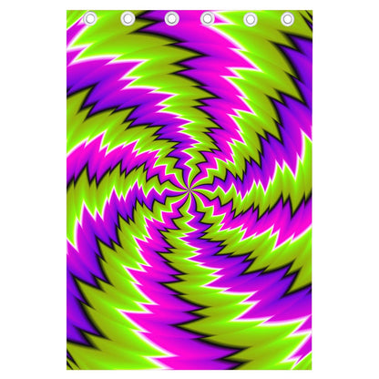 Green Vortex Moving Optical Illusion Curtain