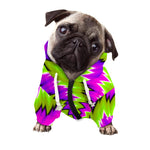 Green Vortex Moving Optical Illusion Dog Zip Up Hoodie