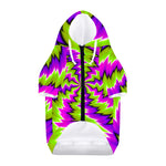 Green Vortex Moving Optical Illusion Dog Zip Up Hoodie