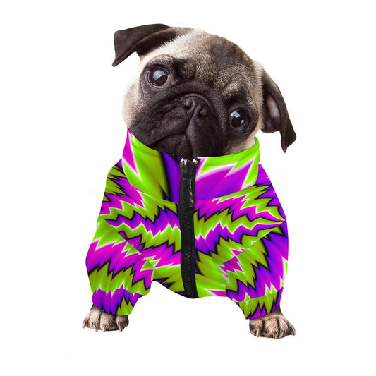 Green Vortex Moving Optical Illusion Dog Zip Up Jacket