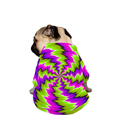 Green Vortex Moving Optical Illusion Dog Zip Up Jacket