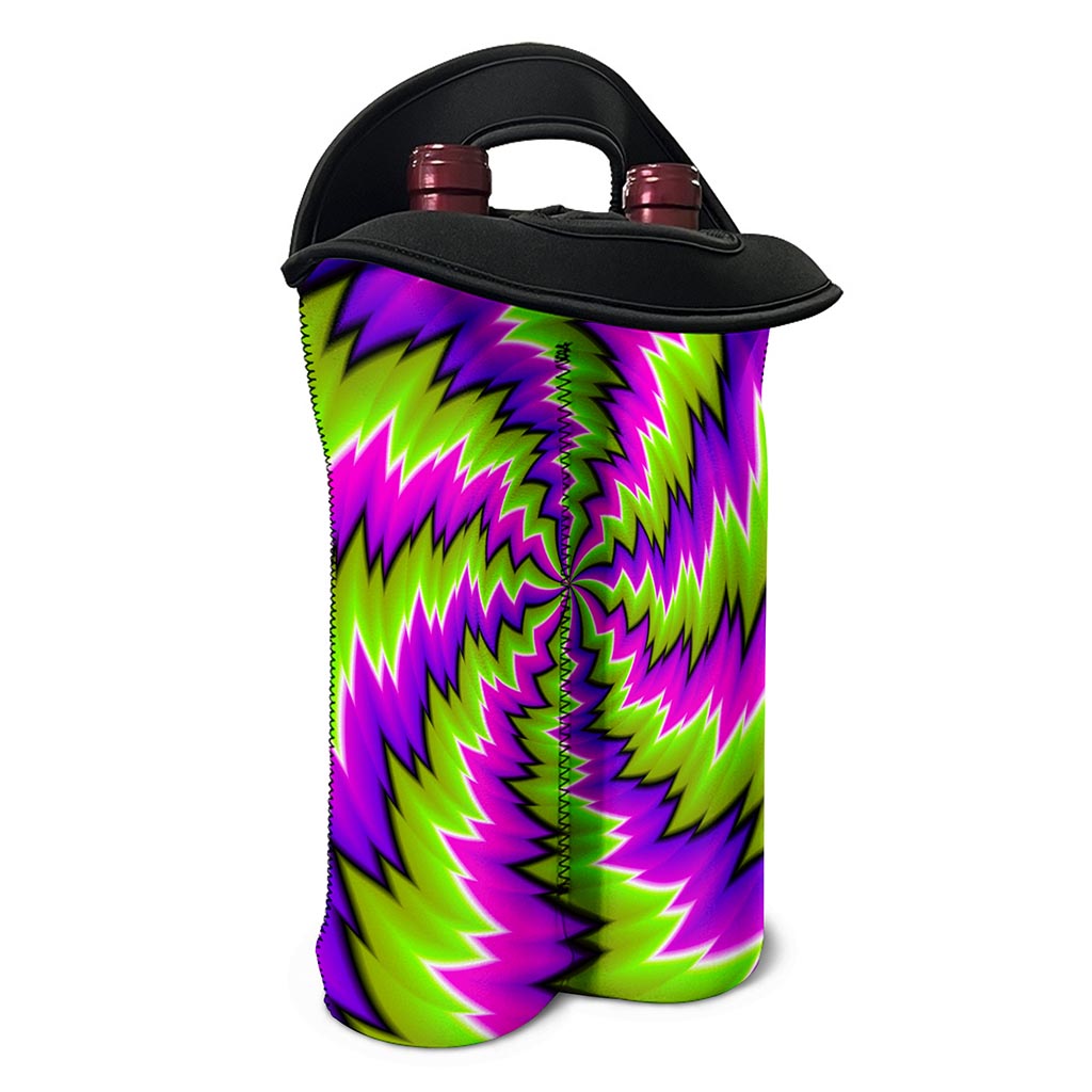 Green Vortex Moving Optical Illusion Double Neoprene Wine Tote